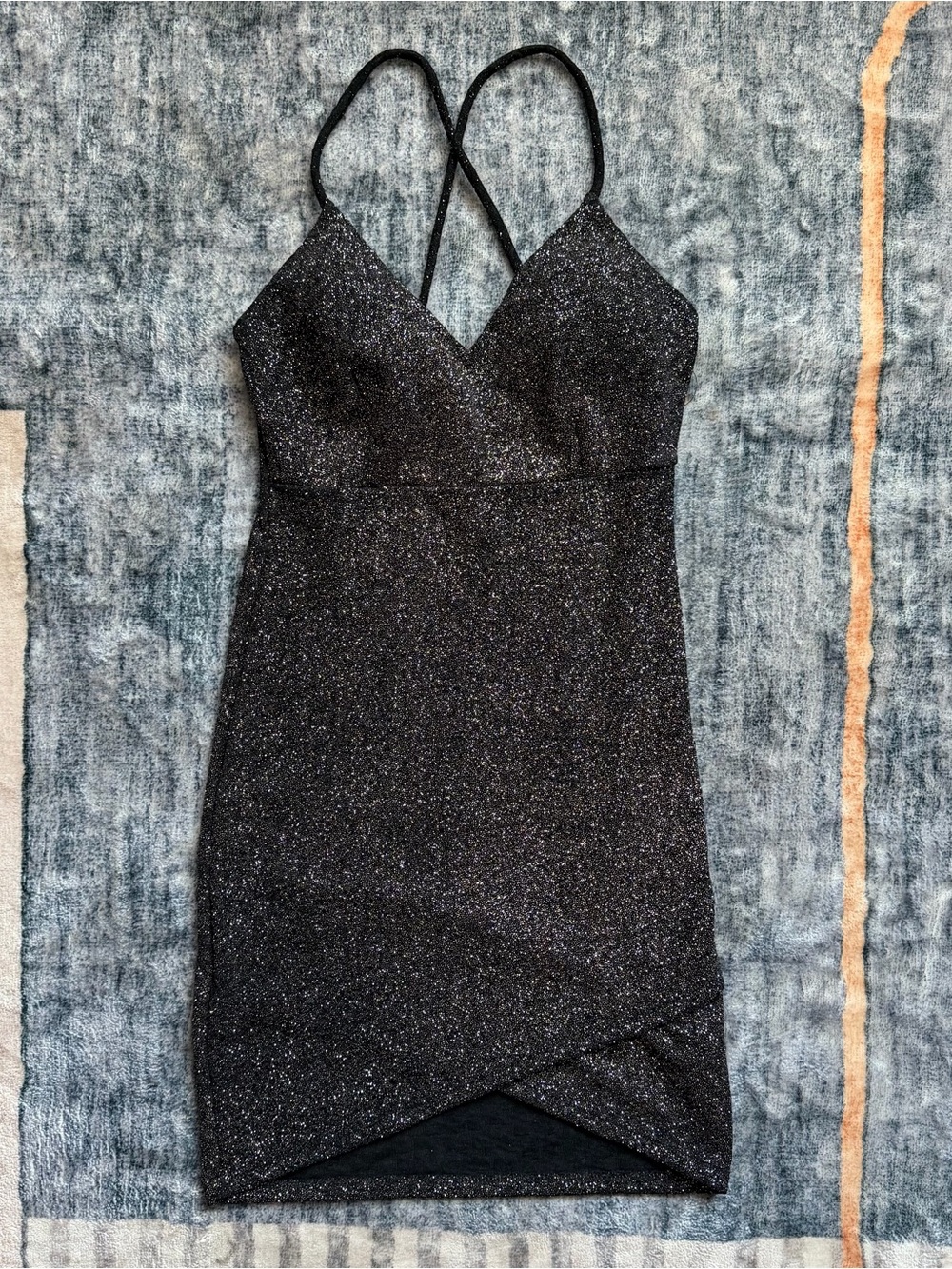 Windsor Black Glitter Strappy Mini Dress